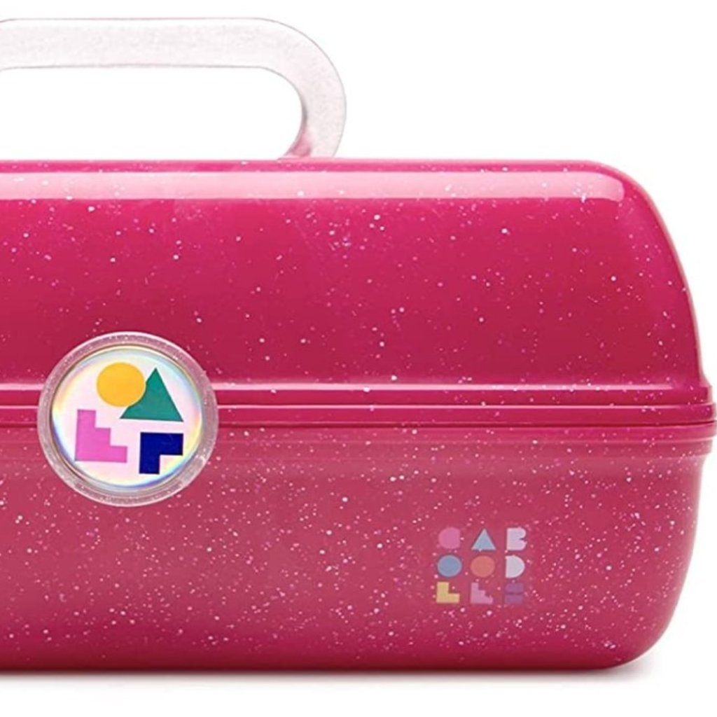 Caboodles On-The-Go Girl Makeup Cosmetic Travel Case Organizer Deep Pink Sparkle